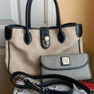 Dooney & Bourke Beige Canvas Tote & Wallet